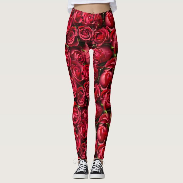 Röd rostryckdamasker leggings (Framsida)