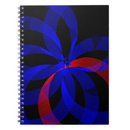 Röd roterande accent geometrisk spiral antecknings anteckningsbok