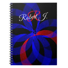 Röd roterande accent geometrisk spiral antecknings anteckningsbok