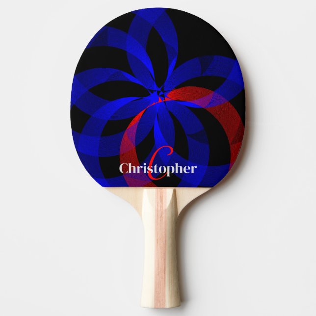 Röd roterande geometrisk accent ping pong paddel pingisracket (Framsidan)
