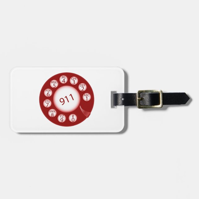 Röd roterande telefonväljare 911 Nödnummer Bagagebricka (Horisontell Framsida)