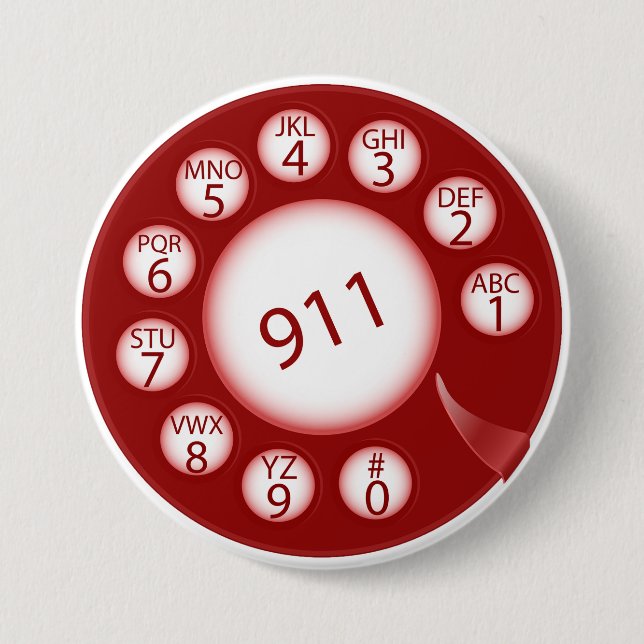 Röd roterande telefonväljare 911 Nödnummer Knapp (Framsida)