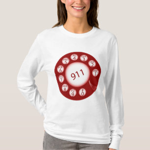 Röd roterande telefonväljare 911 nödnummer t shirt
