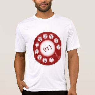 Röd roterande telefonväljare 911 nödsamtal t shirt