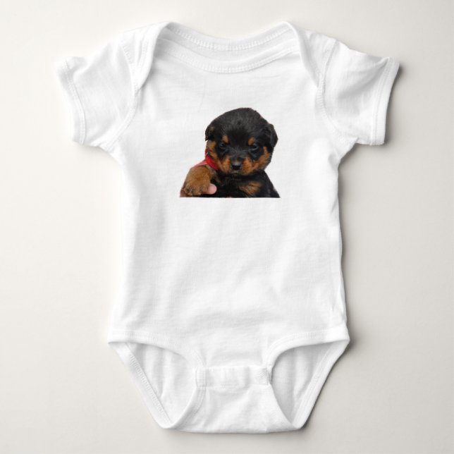 Röd Rottweiler valp T-shirt (Framsida)