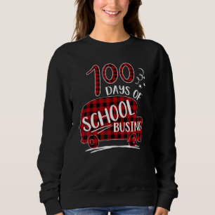 Röd rutig 100 dagar på skolan skolbuss Skolbussför T Shirt