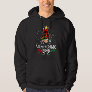 Röd Rutig Julgnom Matchande Video Game Paja Hoodie