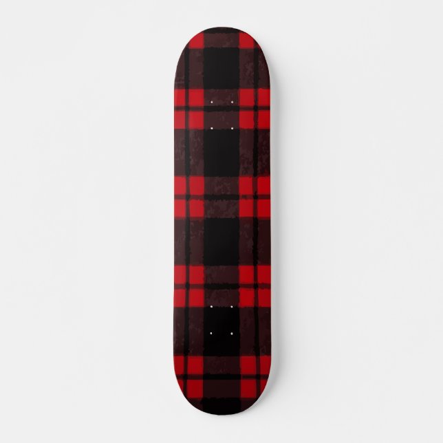 Röd rutig klassisk mönsterdesign mini skateboard bräda 18,5 cm (Framsida)