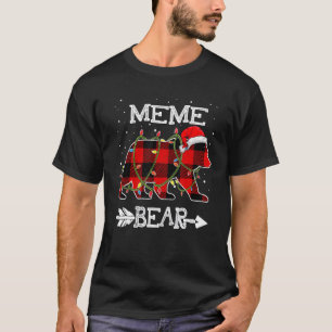 Röd rutig Meme Björn Jul Santa Familj Matchande T Shirt