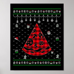 Röd rutig pizzaälskare kul ful jul poster