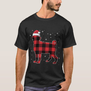 Röd rutig Pug jul Santa hatt pyjamas present hund T Shirt