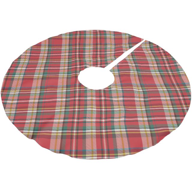 Röd Rutig Rustik Jul Julgransmatta Borstad Polyester (Vinklad)
