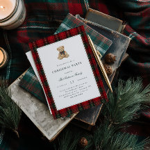 Röd rutig teddybjörn julfest