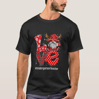 Röd rutig Tomte kärlek förskola lärare jul T Shirt