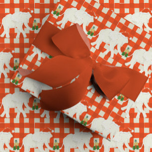 Röd rutig Vita Elefant Julfest Presentpapper