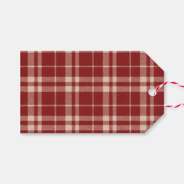 Röd rutmönster presentetikett (Framsidan (Horizontal))