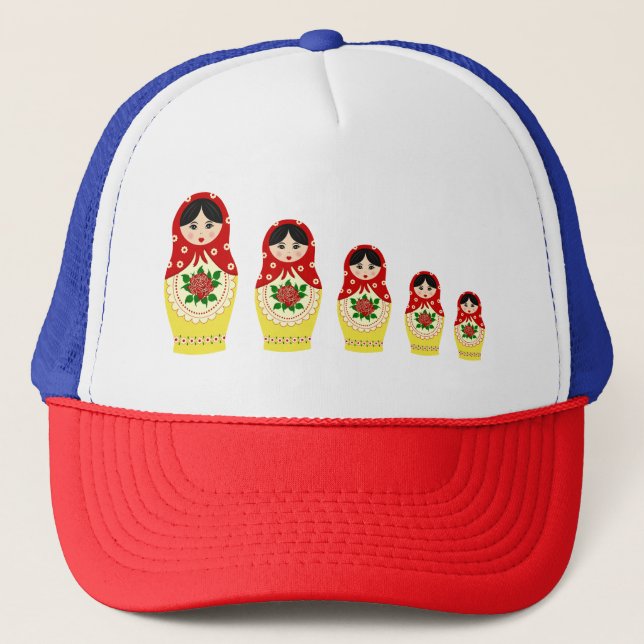 Röd ryssmatryoshka som bygga bo dockor keps (Framsida)