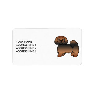 Röd Sabel Lhasa Apso Söt Hund & Anpassad Text Adressetikett