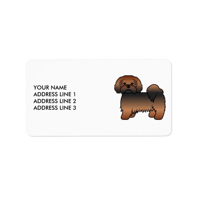 Röd Sabel Lhasa Apso Söt Hund & Anpassad Text Adressetikett (Framsidan)