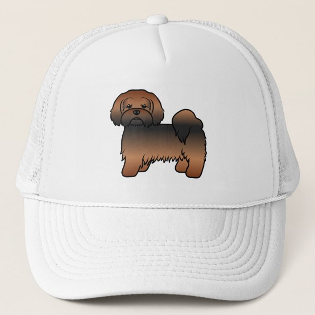 Röd Sabel Lhasa Apso Söt Tecknad Hund Keps (Framsida)