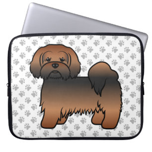 Röd Sabel Lhasa Apso Söt Tecknad Hund Laptop Fodral