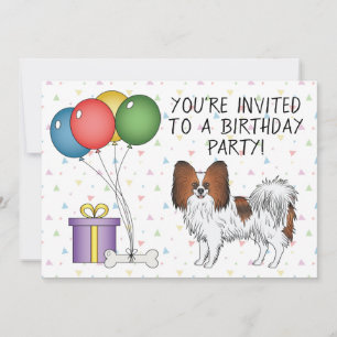 Röd Sabel Papillon Söt Och Glad Hund - Födelsedag Inbjudningar