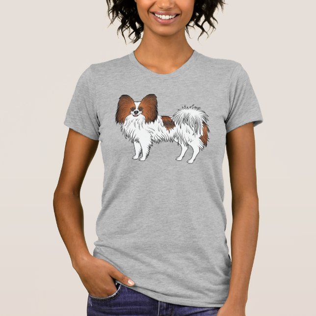 Röd Sabel Papillon Sött Serietecknat Hunddesign T Shirt (Framsida)