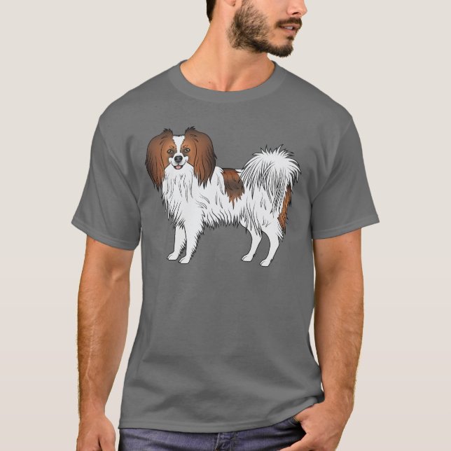 Röd Sabel Phalène Bedårande Glad Hund Illustration T Shirt (Framsida)