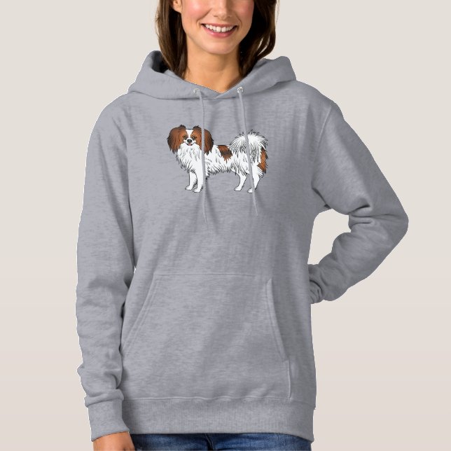 Röd Sabel Phalène Söt Tecknad Hund Ritning T Shirt (Framsida)