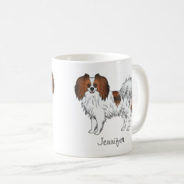 Röd Sabel Phalène Tecknade Hundar Med Anpassat Nam Kaffemugg