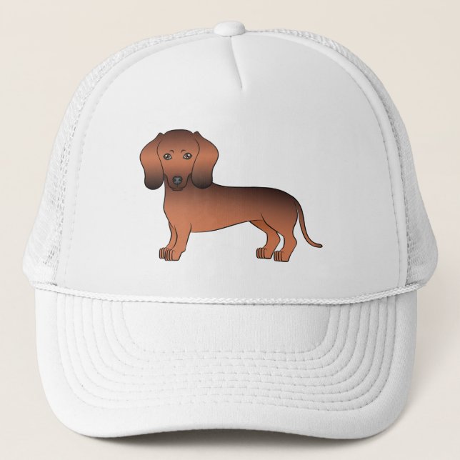 Röd Sabel Slät Hår Doxskalle Hund Illustration Keps (Framsida)