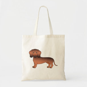 Röd Sabel Slät Päls Dachshund Söt Tecknad Hund Tygkasse
