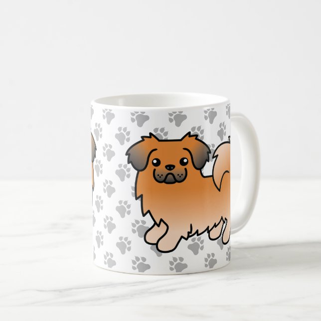 Röd Sabel Tibetansk Spaniel Söt Tecknad Hund Kaffemugg (Framsida höger)