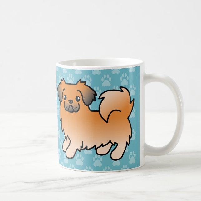 Röd Sabel Tibetansk Spaniel Tecknad Hund Kaffemugg (Höger)
