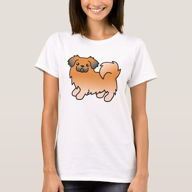 Röd Sabel Tibetansk Spaniel Tecknad Hund Tröja (Framsida)
