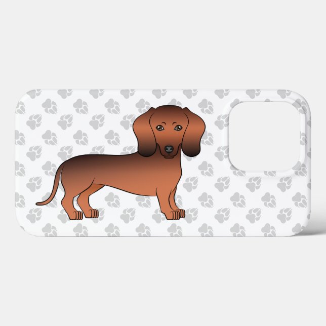 Röd Sable Korthårig Dachshund Tecknad Hund & Tassa (Baksida (horisontell))