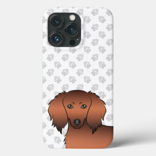 Röd Sable Långhårig Dachshund Tecknad Hundhuvud