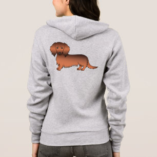 Röd Sable Långhårig Dvärgpäls Hund Söt Tecknad Hun T Shirt