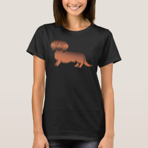 Röd Sable Långhårig Dvärgpäls Hund Söt Tecknad Hun T Shirt