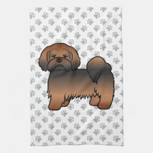Röd Sable Lhasa Apso Söt Tecknad Hund Kökshandduk