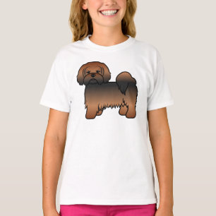 Röd Sable Lhasa Apso Söt Tecknad Hund T Shirt
