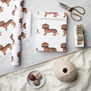 Röd Sable Slät Päls Dachshund Söt Hund Mönster Presentpapper