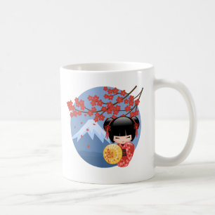 Röd Sakura Kokeshi docka - gullig Geishaflicka Kaffemugg