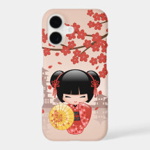Röd Sakura Kokeshi-docka - Japansk geisha