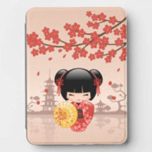 Röd Sakura Kokeshi-docka Japansk Geisha
