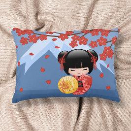Röd Sakura Kokeshi-docka - Japansk geisha Prydnadskudde