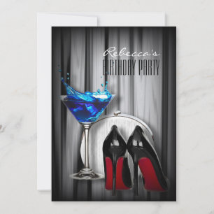 röd såle stiletto flickig martini cocktailfest inbjudningar