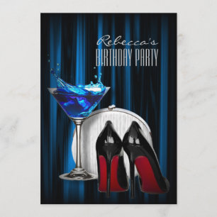 röd såle stiletto flickig martini cocktailfest inbjudningar