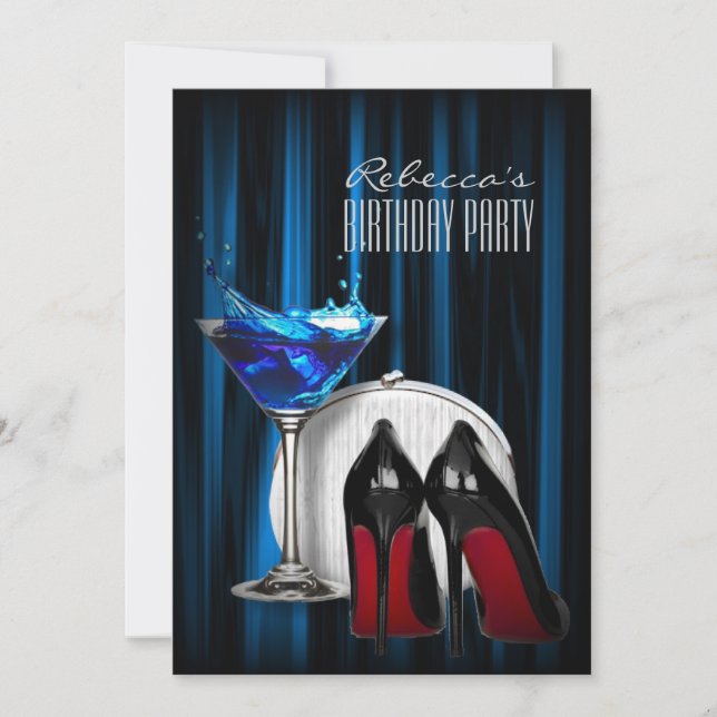 röd såle stiletto tjejig martini cocktailfest inbjudningar (Framsida)
