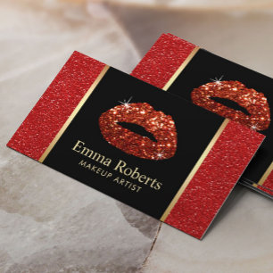 Röd salong för glitter för läpparMakeupkonstn Visitkort